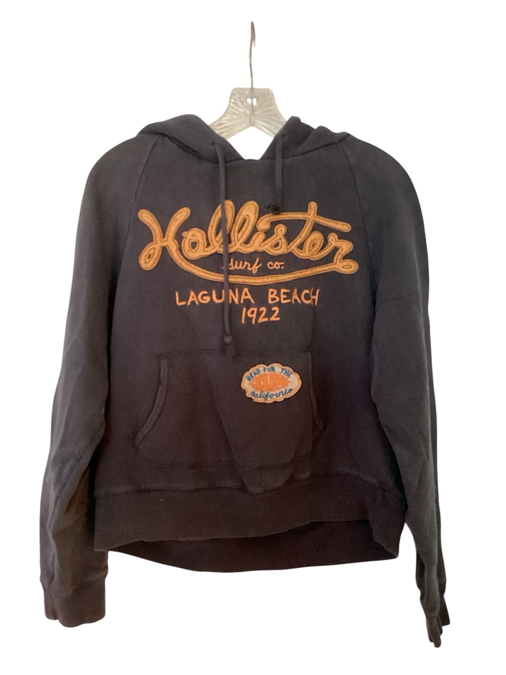 Hollister Blue-gray Hoodie with Orange Logo